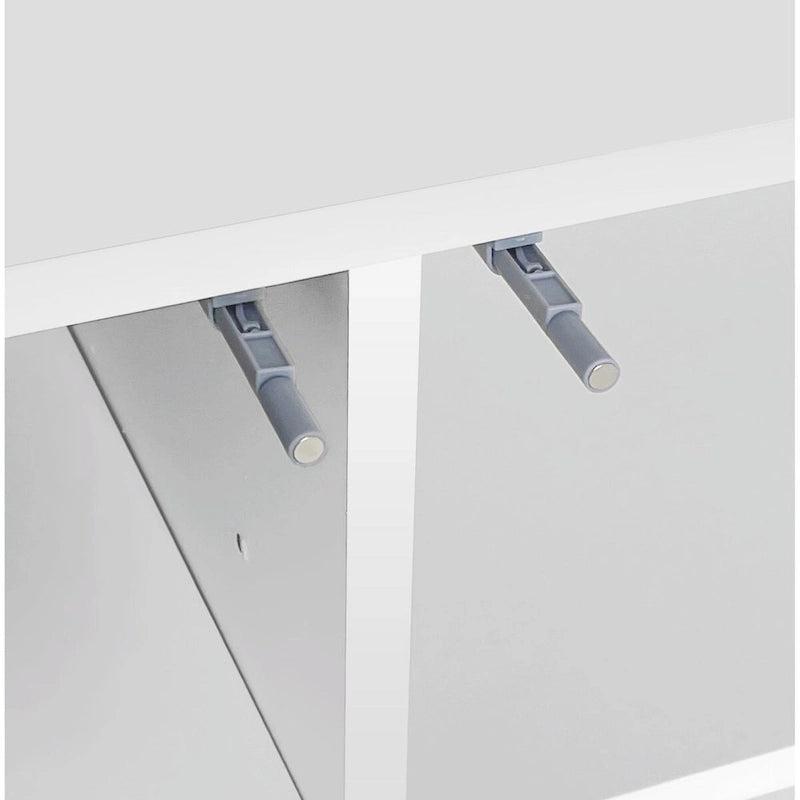 High Gloss White Shoe Cabinet with LED Light and Adjustable Shelves