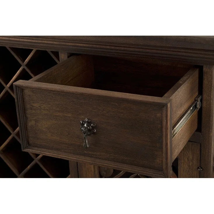 Handmade Solid Reclaimed Barn Wood & Forged Iron Hardware Wine Floor Cabinet for Indoor 40 Height - N/A