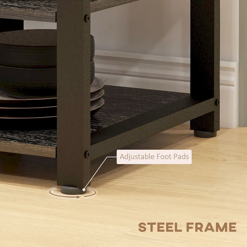 Industrial Baker's Rack with Power Outlet and LED Lights, Storage