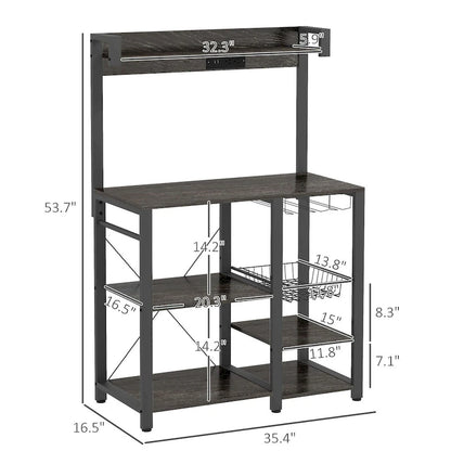 Industrial Baker's Rack with Power Outlet and LED Lights, Storage