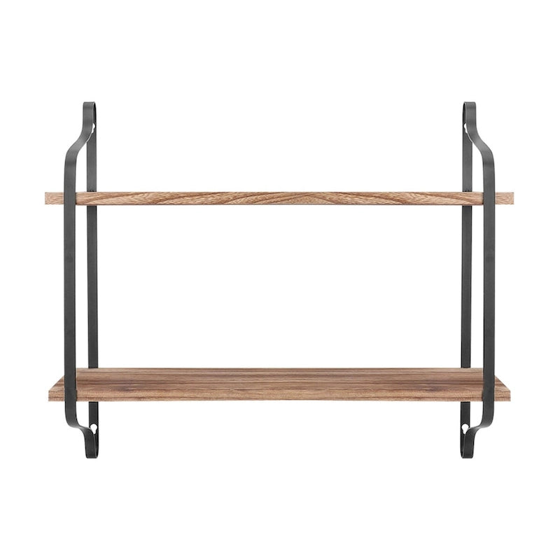 Dual Layers Rustic Wall Mounted Floating Storage Shelf Display Rack