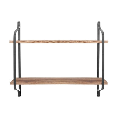 Dual Layers Rustic Wall Mounted Floating Storage Shelf Display Rack