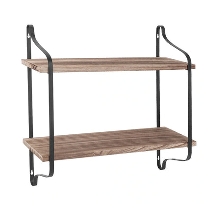 Dual Layers Rustic Wall Mounted Floating Storage Shelf Display Rack