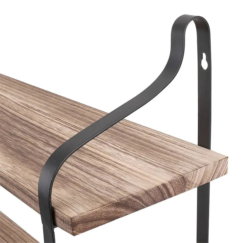 Dual Layers Rustic Wall Mounted Floating Storage Shelf Display Rack