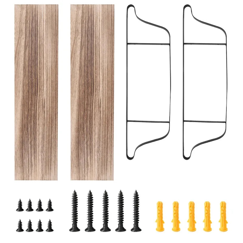 Dual Layers Rustic Wall Mounted Floating Storage Shelf Display Rack