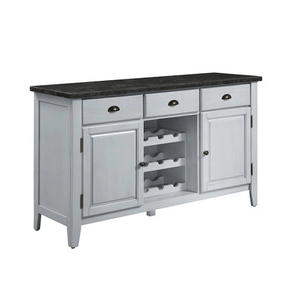 Rectangular Marble Top Server in Antique White