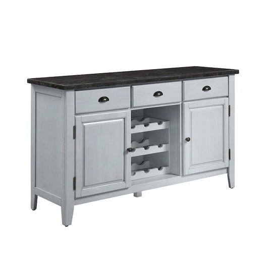 Rectangular Marble Top Server in Antique White