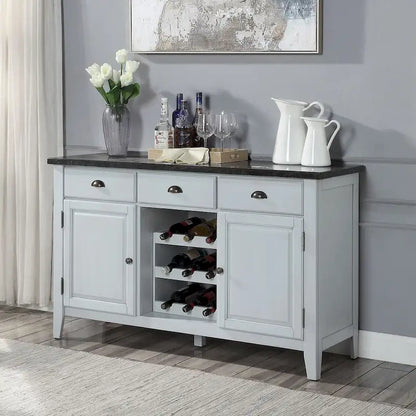 Rectangular Marble Top Server in Antique White