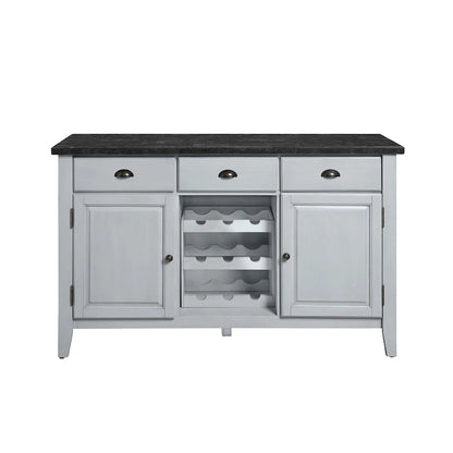 Rectangular Marble Top Server in Antique White