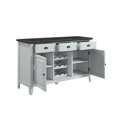 Rectangular Marble Top Server in Antique White