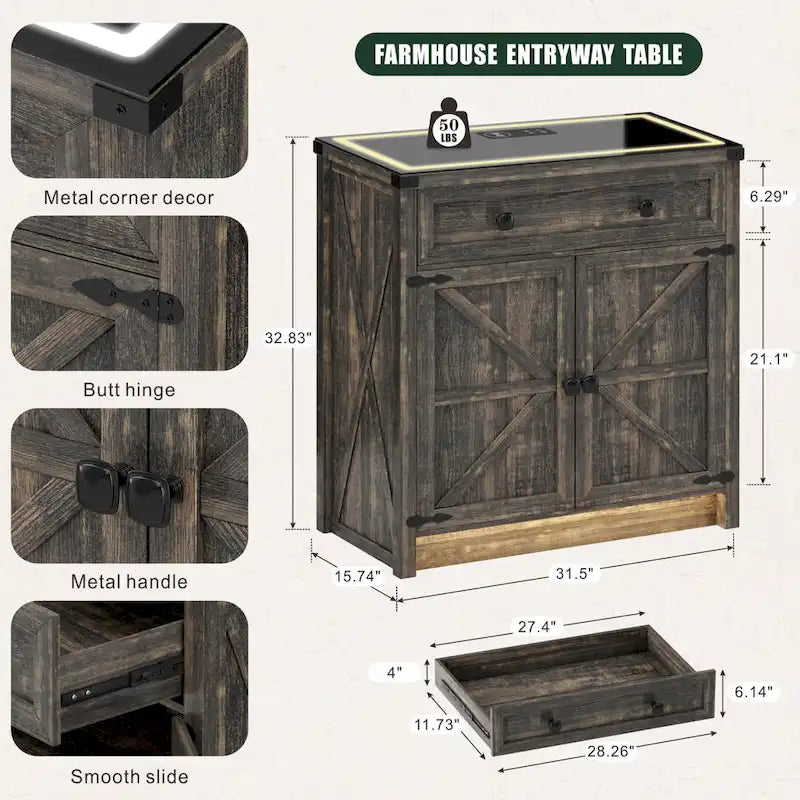 31.5 Wide Sideboard With Led Light - N/A