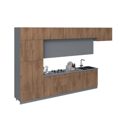 Engineered Wood Kitchen Serene Collection Natural Teak Color Base Size 15Ft Wide - 180x107 Cabinet