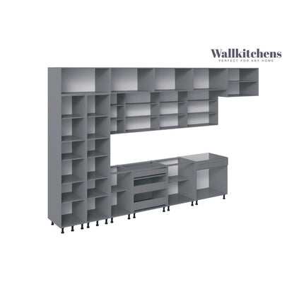 Engineered Wood Kitchen Serene Collection Natural Teak Color Base Size 15Ft Wide - 180x107 Cabinet - image 2