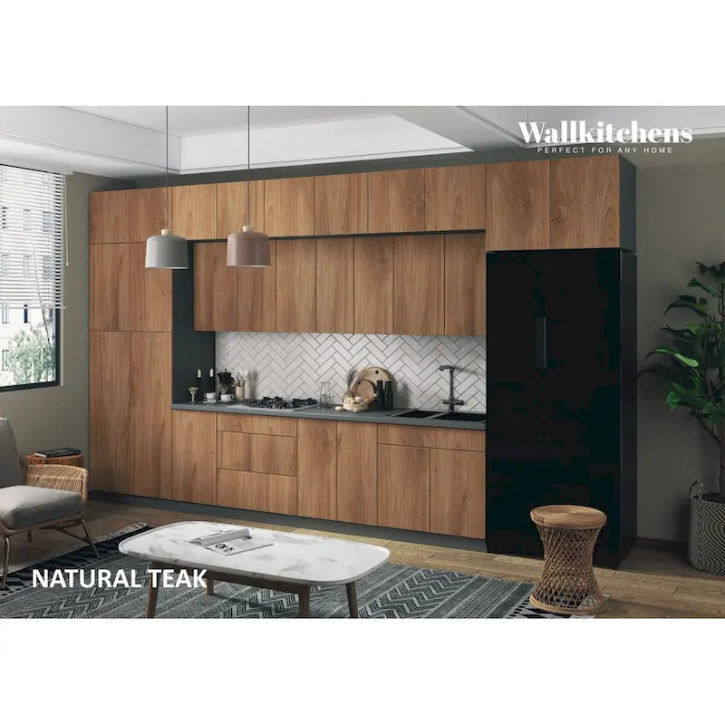 Engineered Wood Kitchen Serene Collection Natural Teak Color Base Size 15Ft Wide - 180x107 Cabinet - image 3