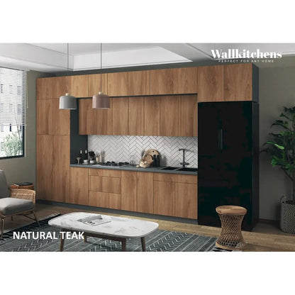 Engineered Wood Kitchen Serene Collection Natural Teak Color Base Size 15Ft Wide - 180x107 Cabinet - image 3