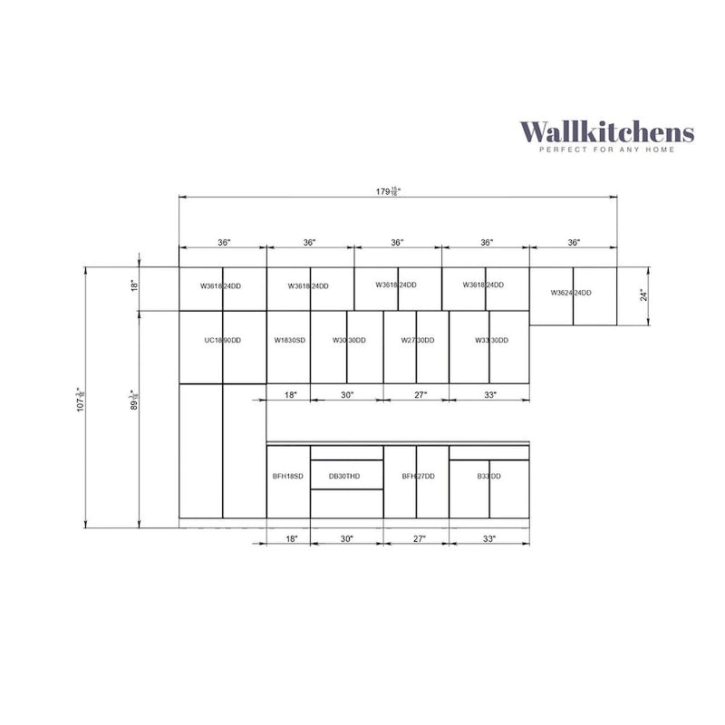 Engineered Wood Kitchen Serene Collection Natural Teak Color Base Size 15Ft Wide - 180x107 Cabinet - image 4