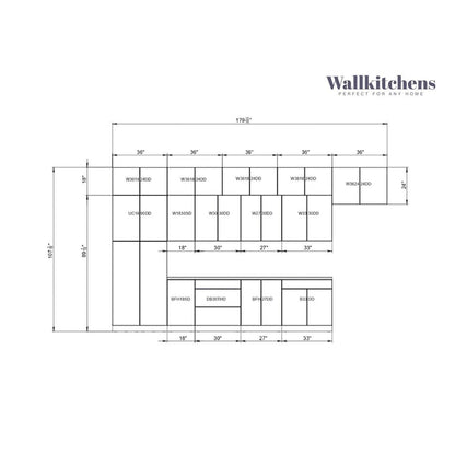 Engineered Wood Kitchen Serene Collection Natural Teak Color Base Size 15Ft Wide - 180x107 Cabinet - image 4