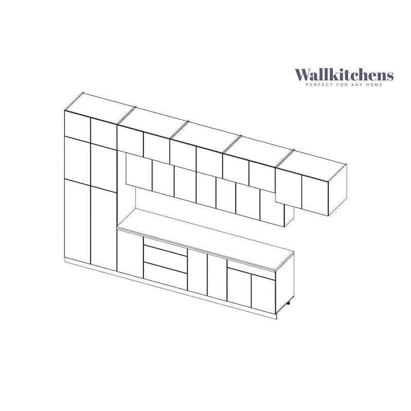 Engineered Wood Kitchen Serene Collection Natural Teak Color Base Size 15Ft Wide - 180x107 Cabinet - image 5