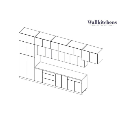 Engineered Wood Kitchen Serene Collection Natural Teak Color Base Size 15Ft Wide - 180x107 Cabinet - image 5