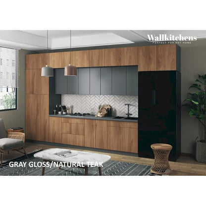 Engineered Wood Kitchen Serene Collection Natural Teak Color Base Size 15Ft Wide - 180x107 Cabinet - image 9