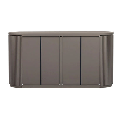 Vertical Striped Door Storage Cabinet with Metal Handles, Adjustable, Suitable for Study, Entryway and Living Room