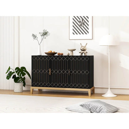 3 Door Storage Cabinet ,Sideboard Buffet Cabinet With Adjustable Shelf