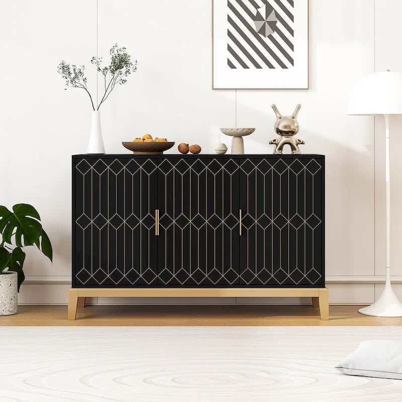 3 Door Storage Cabinet ,Sideboard Buffet Cabinet With Adjustable Shelf