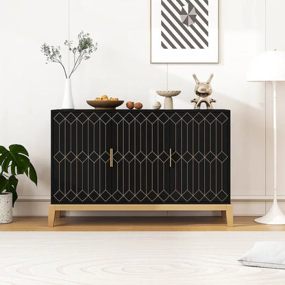 3 Door Storage Cabinet ,Sideboard Buffet Cabinet With Adjustable Shelf