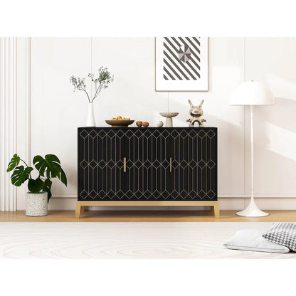 3 Door Storage Cabinet ,Sideboard Buffet Cabinet With Adjustable Shelf