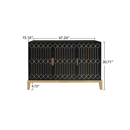 3 Door Storage Cabinet ,Sideboard Buffet Cabinet With Adjustable Shelf