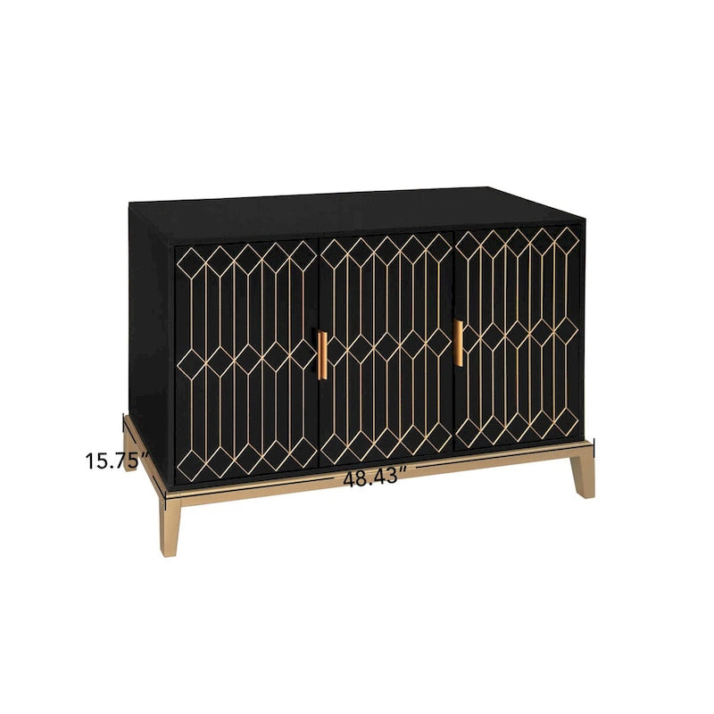 3 Door Storage Cabinet ,Sideboard Buffet Cabinet With Adjustable Shelf