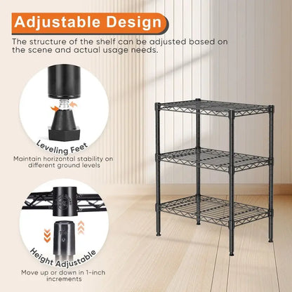 3-Tier Storage Shelving Unit, Adjustable Metal Wire Racks