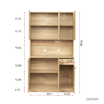 70.87 Tall Wardrobe& Kitchen Cabinet, with 6-Doors, 1-Open Shelves and 1-Drawer for bedroom