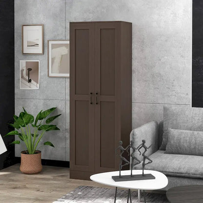69 Tall Storage Cabinet with Movable Storage Shelves, Modern Style Pantry Cupboard Cabinet with Soft Close Doors, Coffee