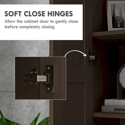 69 Tall Storage Cabinet with Movable Storage Shelves, Modern Style Pantry Cupboard Cabinet with Soft Close Doors, Coffee