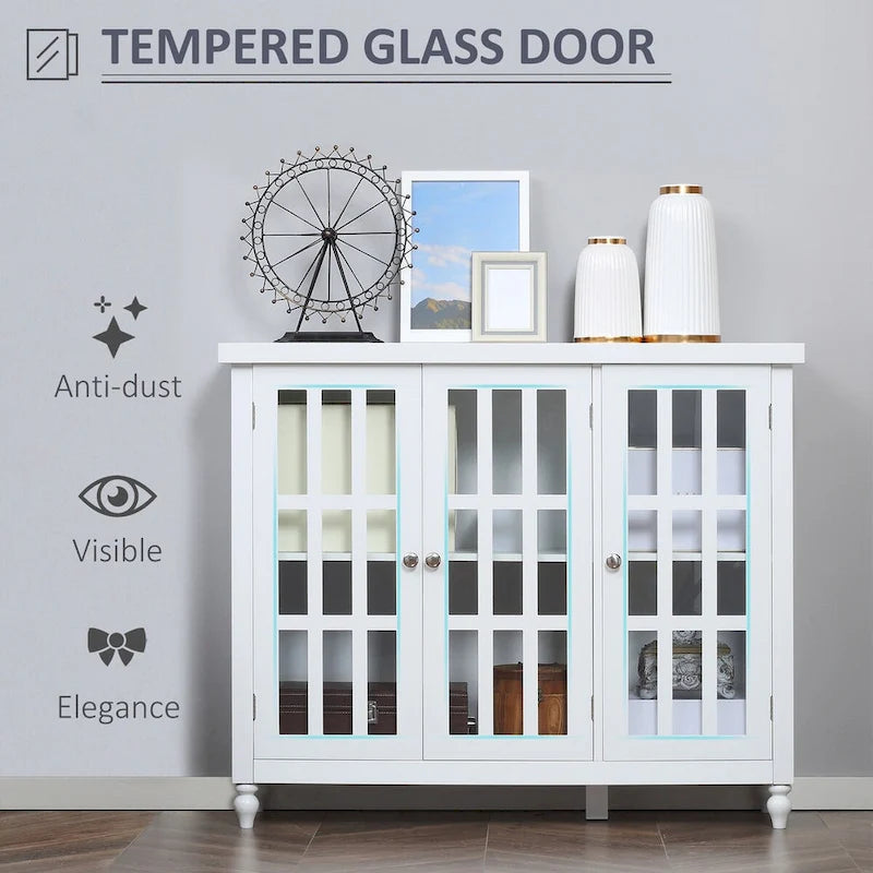 69 Tall Storage Cabinet with Movable Storage Shelves, Modern Style Pantry Cupboard Cabinet with Soft Close Doors, Coffee