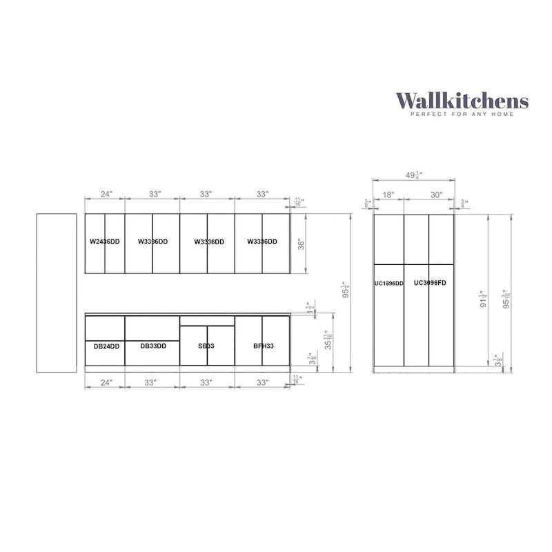 Kitchen Oasis Collection White Matte Color Base Size 10Ft Wide - 123x50