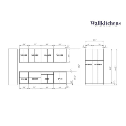 Kitchen Oasis Collection White Matte Color Base Size 10Ft Wide - 123x50