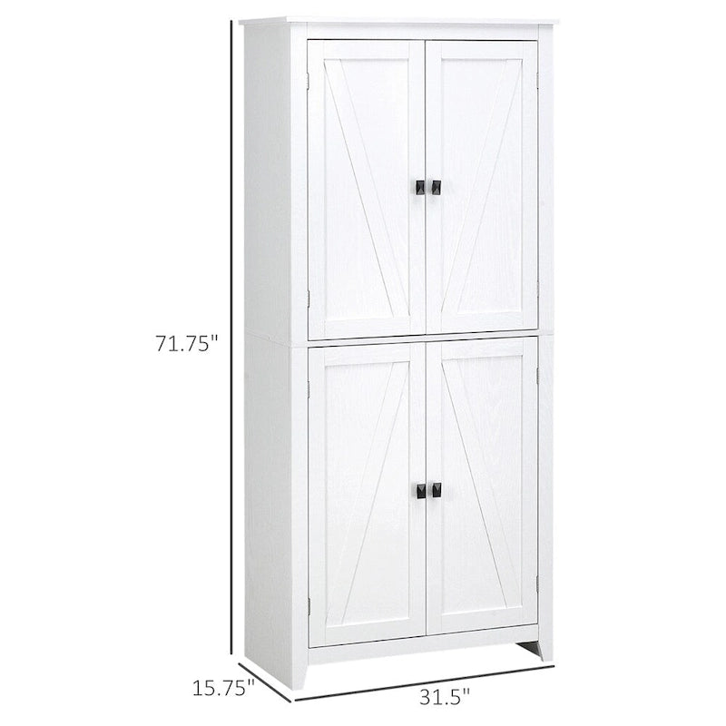 Freestanding Kitchen Storage Cabinet w/ Doors and Adjustable Shelves - N/A