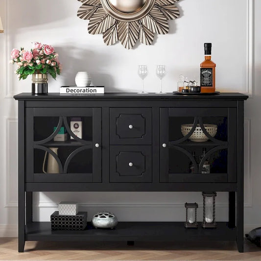 Sideboard Buffet Console Table with Adjustable Shelves and Drawers