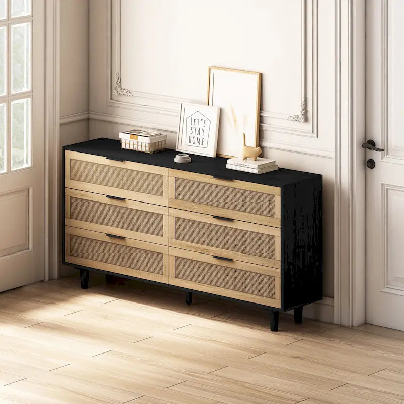 Modern Rattan Storage Cabinet Rattan Drawer,for Bedroom,Living Room