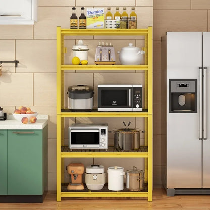 5-Tier Yellow Adjustable Metal Shelving Unit Heavy Duty Garage Storage