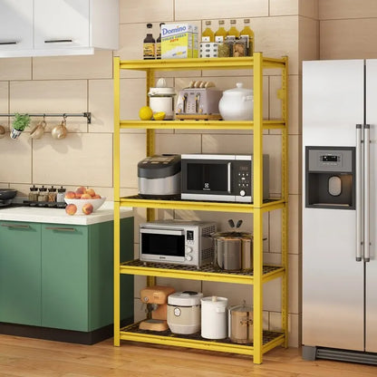 5-Tier Yellow Adjustable Metal Shelving Unit Heavy Duty Garage Storage