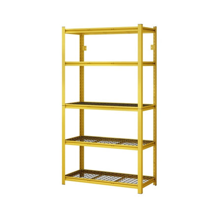 5-Tier Yellow Adjustable Metal Shelving Unit Heavy Duty Garage Storage