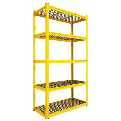 5-Tier Yellow Adjustable Metal Shelving Unit Heavy Duty Garage Storage