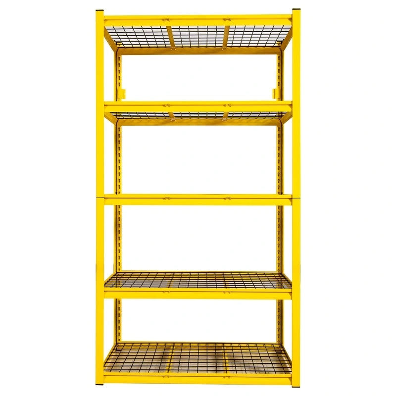 5-Tier Yellow Adjustable Metal Shelving Unit Heavy Duty Garage Storage