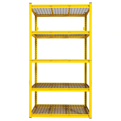 5-Tier Yellow Adjustable Metal Shelving Unit Heavy Duty Garage Storage