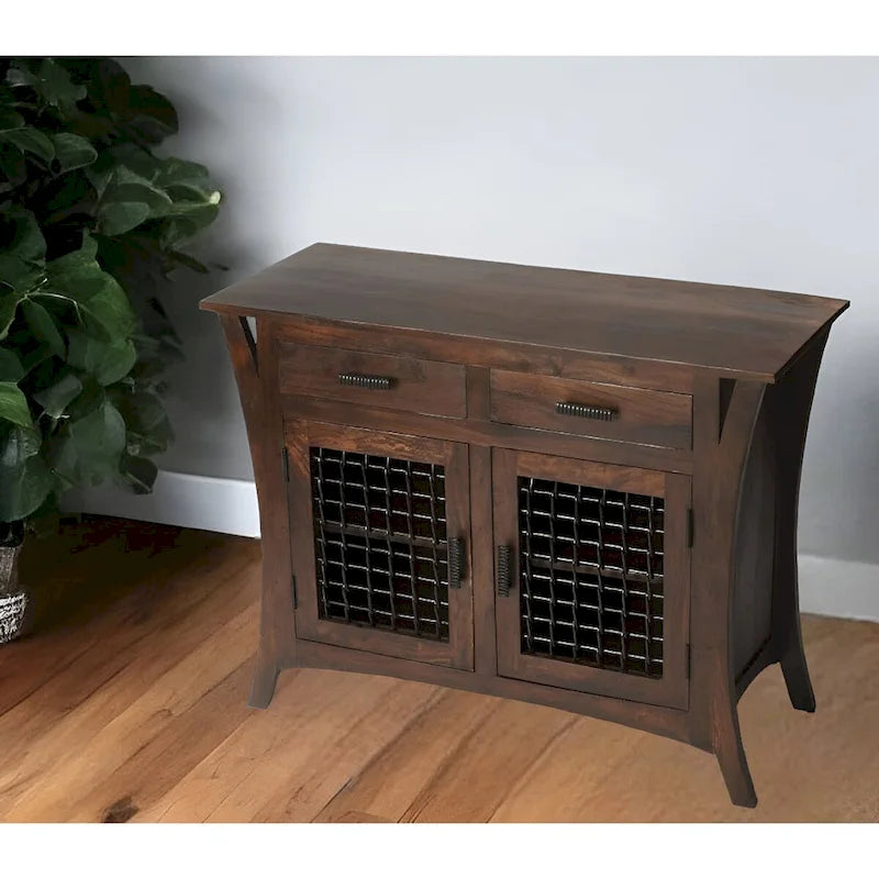 44 Dark Brown Solid Wood Frame Standard Accent Chest With Two Drawers