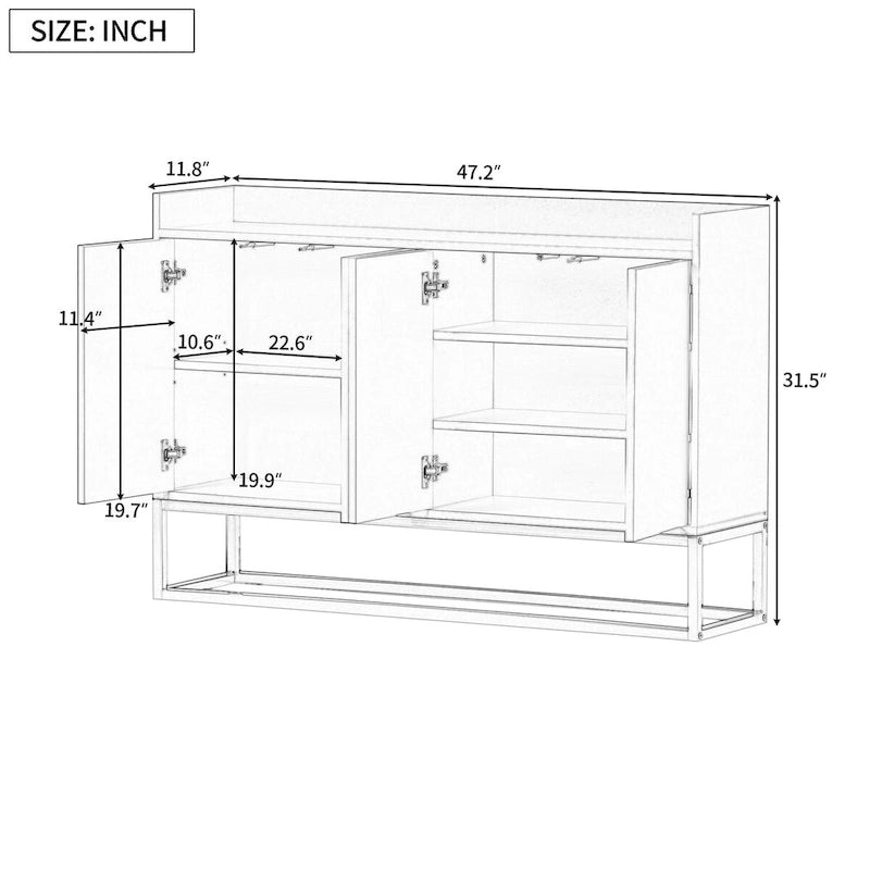 Modern Sideboard Buffet Cabinet with Large Storage Space - N/A