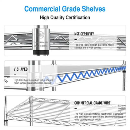 3 Tier Wire Shelving Unit, 1050 LBS NSF Height Adjustable Garage Storage Shelves, Heavy Duty Storage Wire Rack Metal Shelves